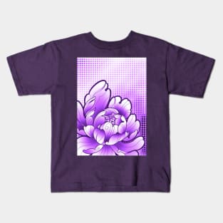 purple peony flower  kawaii pop art style print Kids T-Shirt